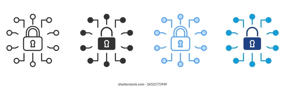Conjunto de Ícones de Criptografia Conjunto de Vários Estilos