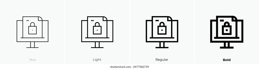 encryption icon. Thin, Light Regular And Bold style design isolated on white background