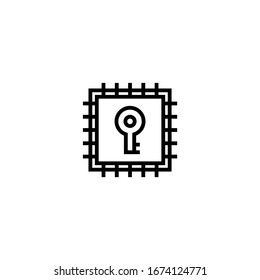Encryption icon vector in linear, outline icon isolated on white background