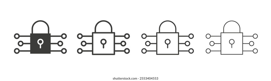 Encryption icons collection. vector set in black color