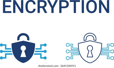 Encryption icons, Line art icons design Containing cloud computing, IT manager, big data, data analytics, internet, network security, and more. Solid vector icons collection