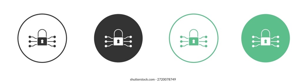 Conjunto de iconos de cifrado, línea y silueta.