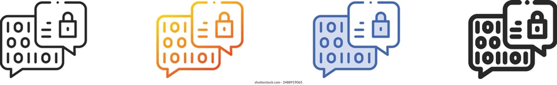 encryption icon.Thin Linear, Gradient, Blue Stroke and bold Style Design Isolated On White Background