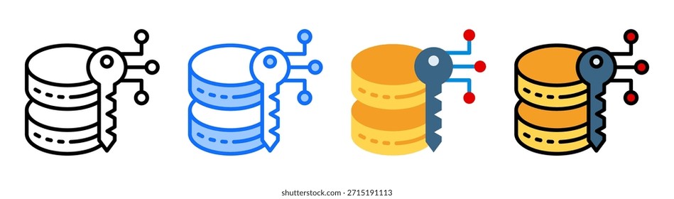 Encryption Key Icon Collection Set Multiple Style