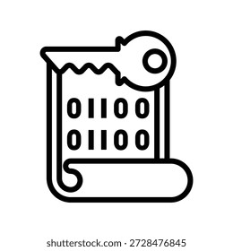 Encryption key icon, Line Vector graphics