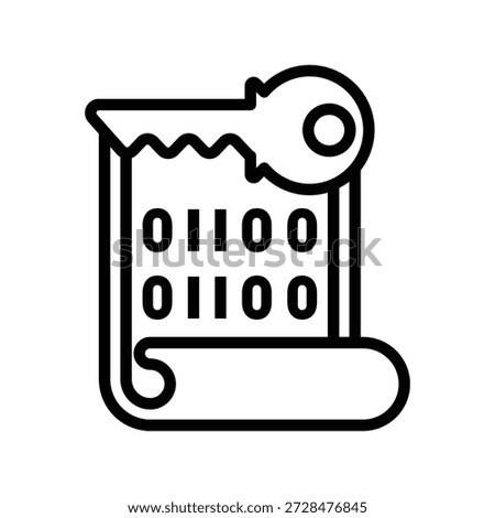 Encryption key icon, Line Vector graphics