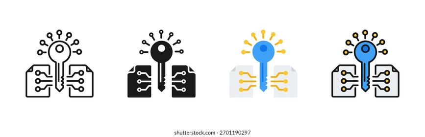 Pacote De Ícones De Chave De Criptografia Em Vários Estilos