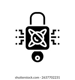 encryption lock quantum computer glyph icon vector. encryption lock quantum computer sign. isolated symbol illustration