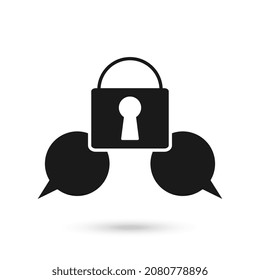 Encryption Message Black Icon Outline Flat Style.