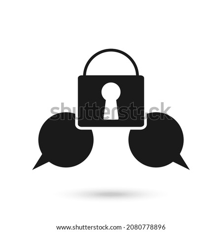 Encryption Message black icon outline flat style.