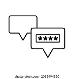 Encryption Message icon with pin code outline style.