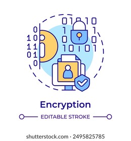 Encryption multi color concept icon. Security protocols, access management. Data confidentiality. Round shape line illustration. Abstract idea. Graphic design. Easy to use in infographic