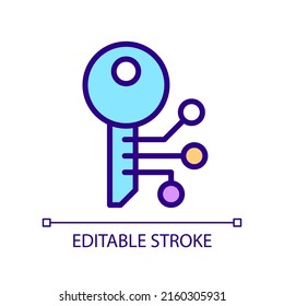Encryption pixel perfect RGB color icon. Encoded information. Cybersecurity. Cryptography technique. Isolated vector illustration. Simple filled line drawing. Editable stroke. Arial font used