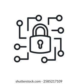 Encryption thin line icons. Perfect pixel on transparent background