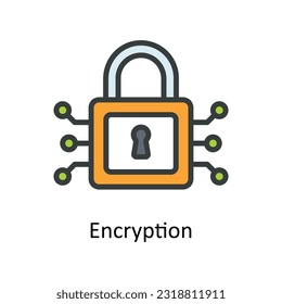 Encryption  Vector Fill outline Icon Design illustration. Network and communication Symbol on White background EPS 10 File
