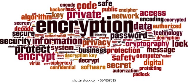 Encryption word cloud concept. Vector illustration