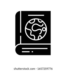 Icono negro de la enciclopedia, ilustración conceptual, símbolo plano vectorial, signo de glifo.