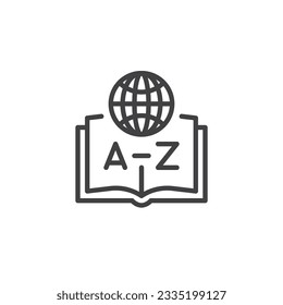 Icono de la línea del libro de la enciclopedia. signo de estilo lineal para concepto móvil y diseño web. Icono de vector de contorno del libro de diccionario. Símbolo, ilustración del logotipo. Gráficos vectoriales
