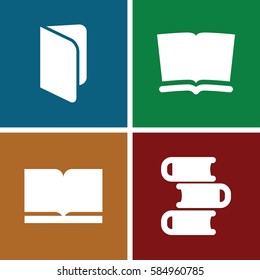 encyclopedia icons set. Set of 4 encyclopedia filled icons such as 