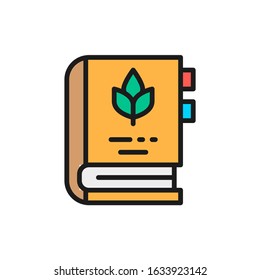 Encyclopedia of medicinal plants and herbs flat color line icon.