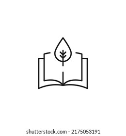 Encyclopedia, science, education signs. High quality symbol for stores, books, articles, sites. Editable stroke. Vector line icon of tree over opened book 