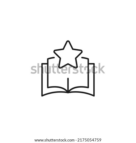 Encyclopedia, science, education signs. High quality symbol for stores, books, articles, sites. Editable stroke. Vector line icon of star over opened book 