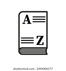 Encyclopedic book icon. A to Z knowledge concept. Education and learning symbol. Vector illustration. EPS 10.