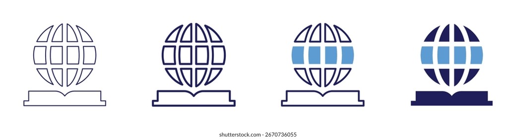 Encyclopedic knowledge icon in 4 different styles. Thin Line, Line, Bold Line, Duotone. Duotone style. Editable stroke.