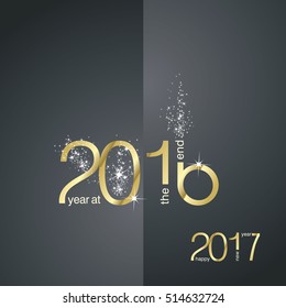 The End 2016 New Year 2017 gold black vector