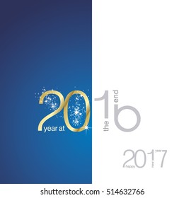 The End 2016 New Year 2017 gold blue grey vector