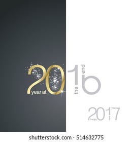 The End 2016 New Year 2017 gold black grey vector