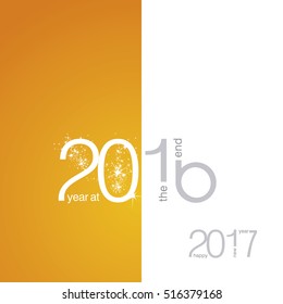 The End 2016 New Year 2017 orange white grey vector