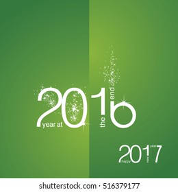 The End 2016 New Year 2017 green white vector