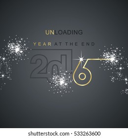 The End 2016 unloading spark firework gold black background