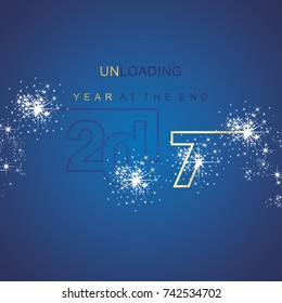 The End 2017 unloading spark firework gold blue background