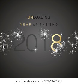 The End 2018 unloading sparkle firework gold black vector background