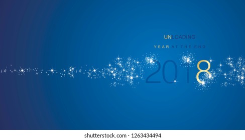 The End 2018 Year greetings unloading firework gold white blue color vector