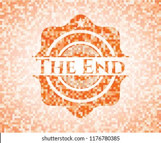 The End abstract orange mosaic emblem