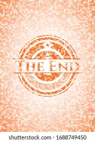 The End abstract orange mosaic emblem