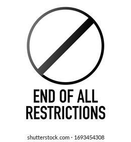 Fin de todas las restricciones Información y advertencia Señal de tráfico vial, ilustración vectorial aislada en fondo blanco para aprendizaje, educación, cursos de conducción, pegatina, icono.