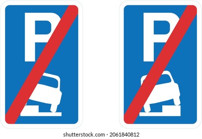 End of area where vehicles may be parked partially on the verge or footway, road signs in the United Kingdom