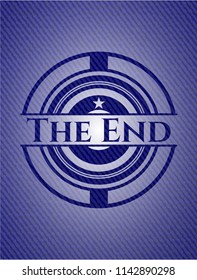 The End badge with denim background