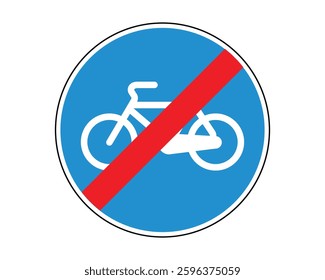 End of Bicycle Path Road Sign - Traffic Regulation Symbol - High Quality Vectorial Graphic