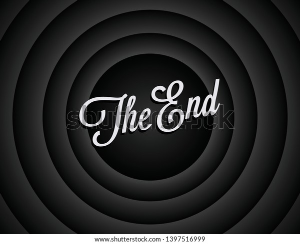 The end black and white screen\
background. Movie ending screen background. The end of movie or\
film or video. Vintage styled vector\
illustration.