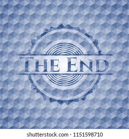 The End blue polygonal badge.
