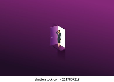 The end of a businesswoman who has nowhere to go or is unable to continue her career. a dead end in the career path. isometric vector illustration.