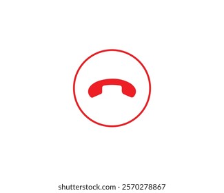 End call button icon. Cancel, close, communication, connection, contact, decline, disconnect, end, hang up, icon, ignore, illustration, outgoing, reject, ring off, smartphone, symbol and vector.