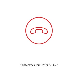 End call button icon. Cancel, close, communication, connection, contact, decline, disconnect, end, hang up, icon, ignore, illustration, outgoing, reject, ring off, smartphone, symbol and vector.