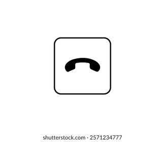 End call button icon. Cancel, close, communication, connection, contact, decline, disconnect, end, hang up, icon, ignore, illustration, outgoing, reject, ring off, smartphone, symbol and vector.