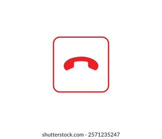 End call button icon. Cancel, close, communication, connection, contact, decline, disconnect, end, hang up, icon, ignore, illustration, outgoing, reject, ring off, smartphone, symbol and vector.